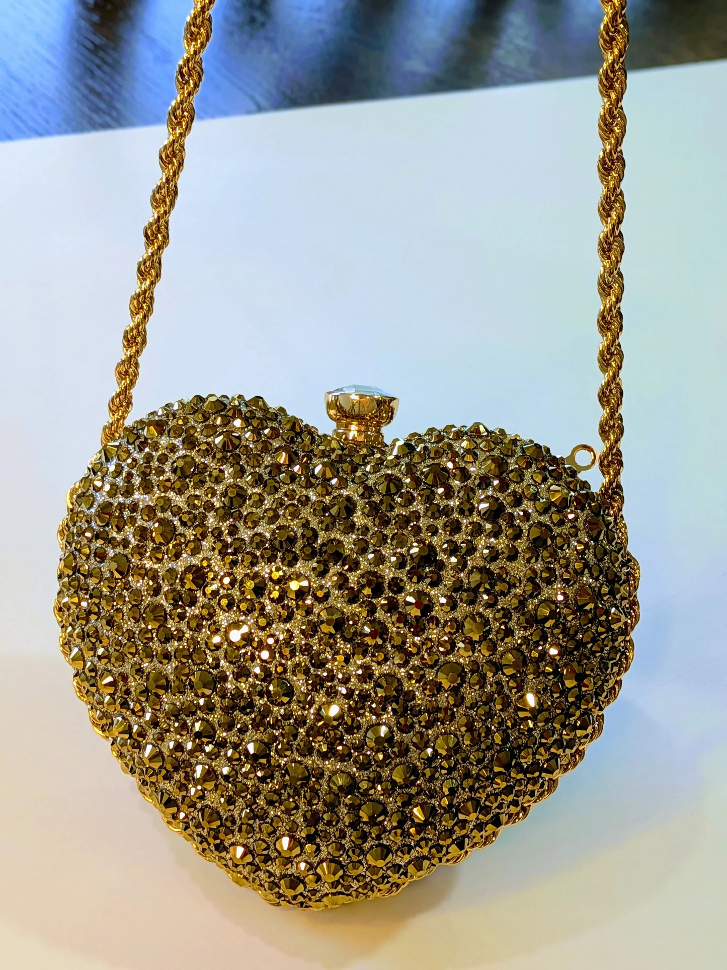 Rhinestone Crystal Clutch Bag, Luxury Bridal Evening Purse with Chain, Elegant Wedding & Formal Party Handbag - RizQ Life 