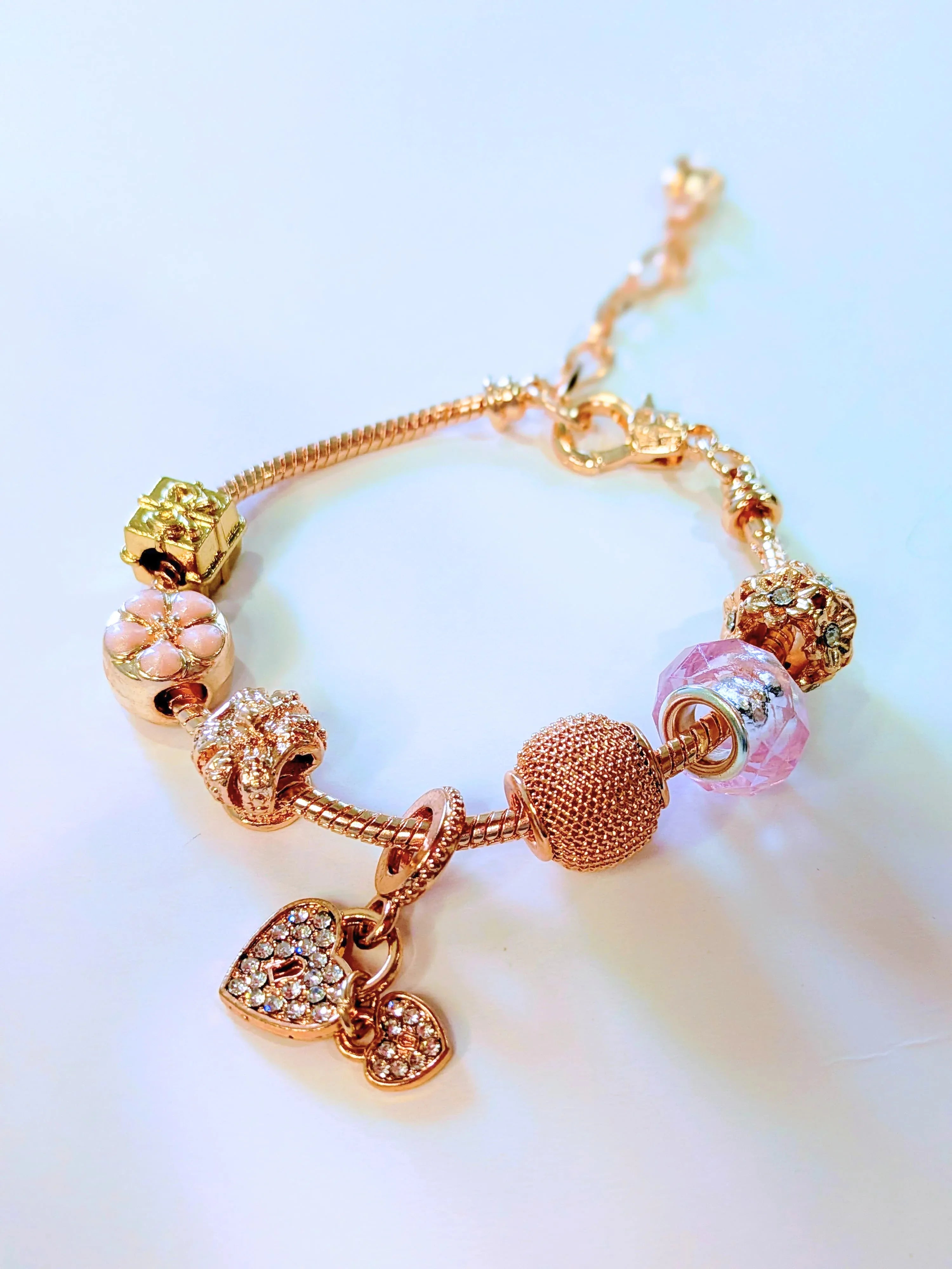 Trendy 18k Gold Plated Stainless steel Chain Alloy Charms Lover Heart Flower Clover Crystal CZ Women's Bracelet - RizQ Life 