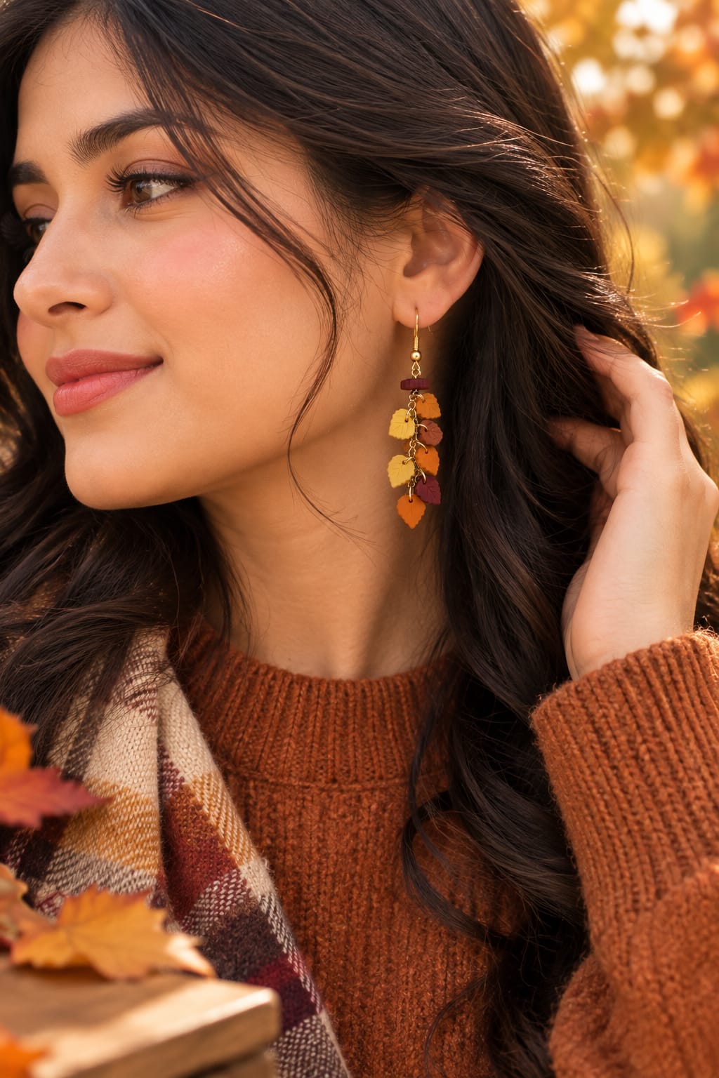 Handcrafted Autumn Leaf Dangle Earrings for Women – Colorful Fall Statement Jewelry