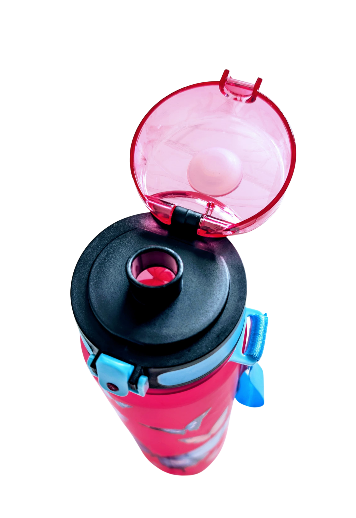 Frosted Pink Butterfly Water Bottle - Leak-Proof, BPA-Free Sport Bottle with Carrying Strap