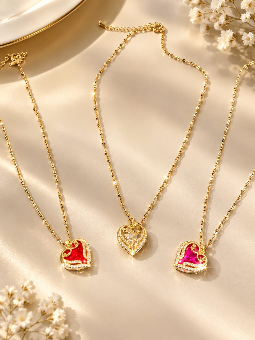 Timeless Love Heart Necklace – 18K Gold Plated, CZ Inlaid Luxury Pendant