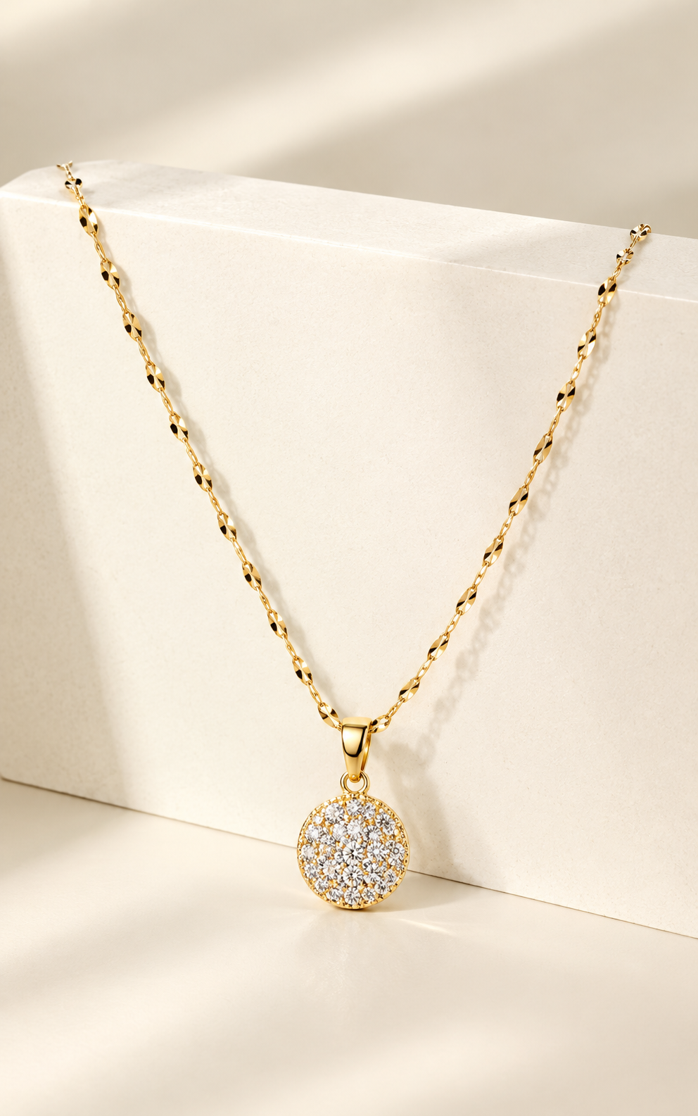 18K Gold Plated Stainless Steel Cubic Zirconia Pendant Necklace | Waterproof & Tarnish-Resistant Dainty Jewelry