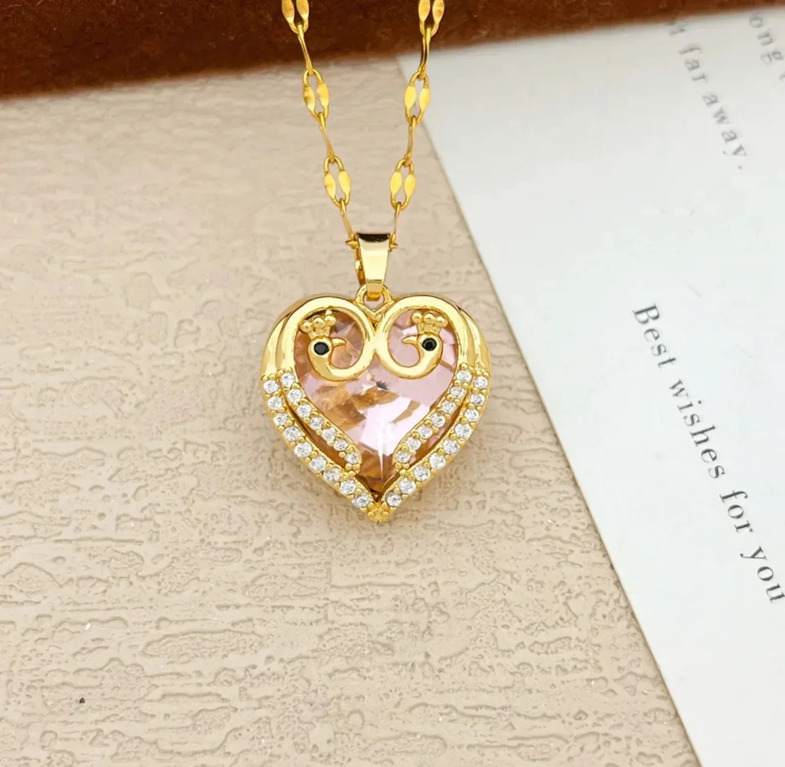 18K Gold Plated Heart Pendant Necklace with Cubic Zirconia – Luxury Valentine Gift for Women - RizQ Life 