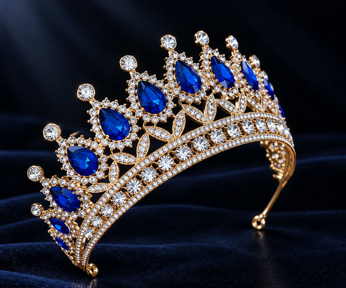 Royal Sapphire Blue & Gold 3-Piece Jewelry Set | Diwali, Bridal & Prom