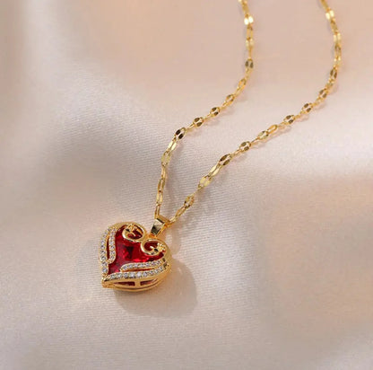 18K Gold Plated Heart Pendant Necklace with Cubic Zirconia – Luxury Valentine Gift for Women - RizQ Life 
