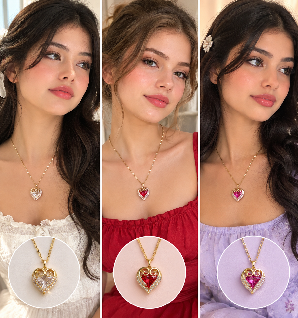 Timeless Love Heart Necklace – 18K Gold Plated, CZ Inlaid Luxury Pendant
