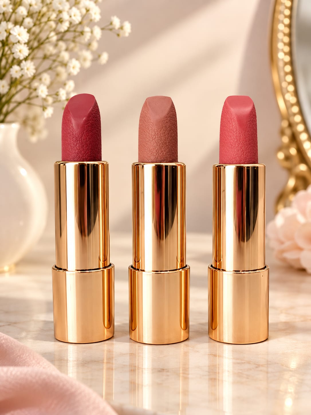 Crystal Case Velvet Matte Lipstick Set - Long Lasting, High Pigmented, 3 Shades