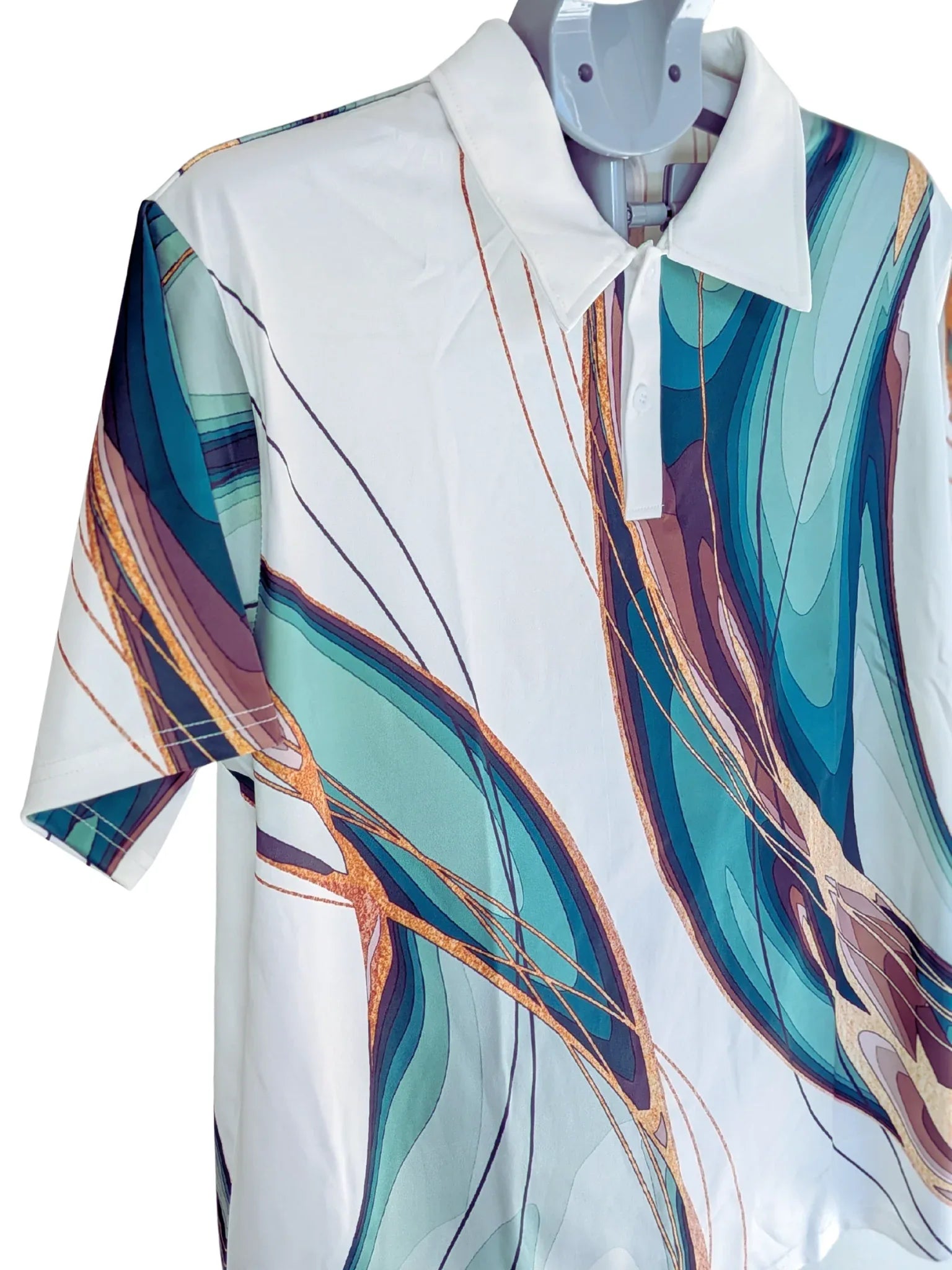 Men's multi color Glass pattern Short Sleeve Lapel T-shirt For Summer, Casual Stylish Streetwear Tops As Gift - RizQ Life 