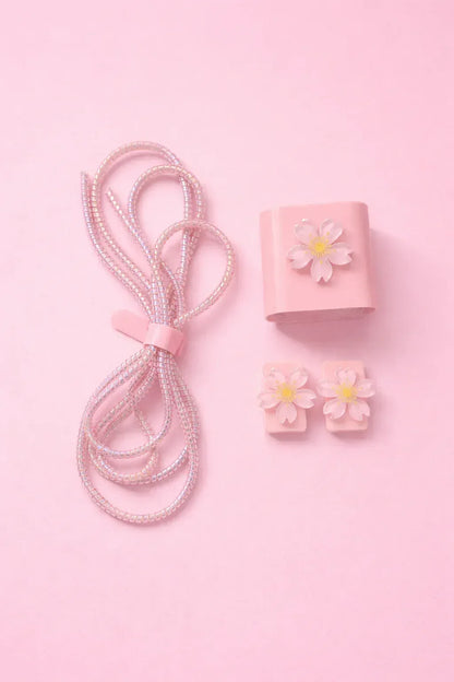 Pink Cherry Blossom Cable Protector Set – Charger & Cord Accessories - RizQ Life 