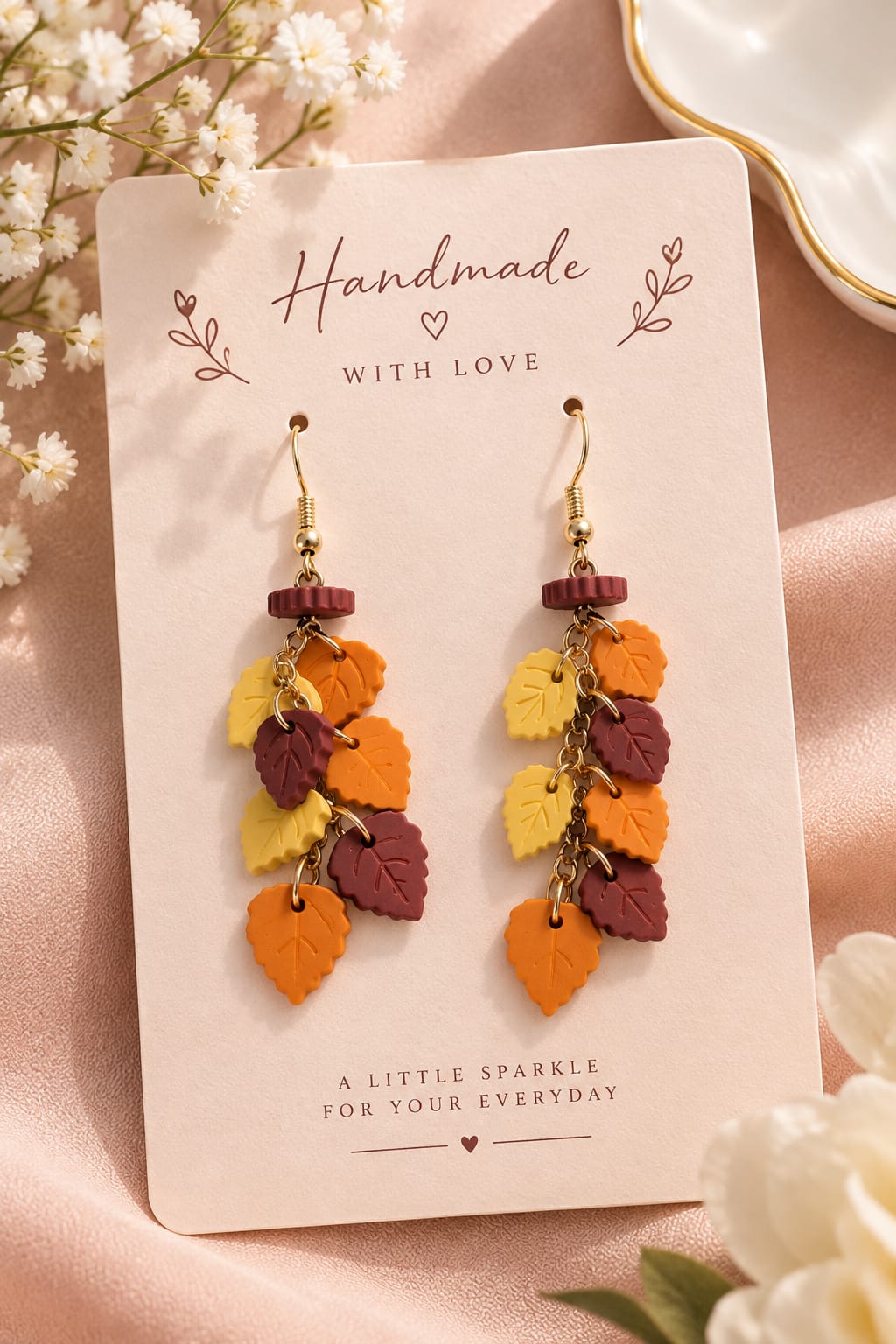 Handcrafted Autumn Leaf Dangle Earrings for Women – Colorful Fall Statement Jewelry