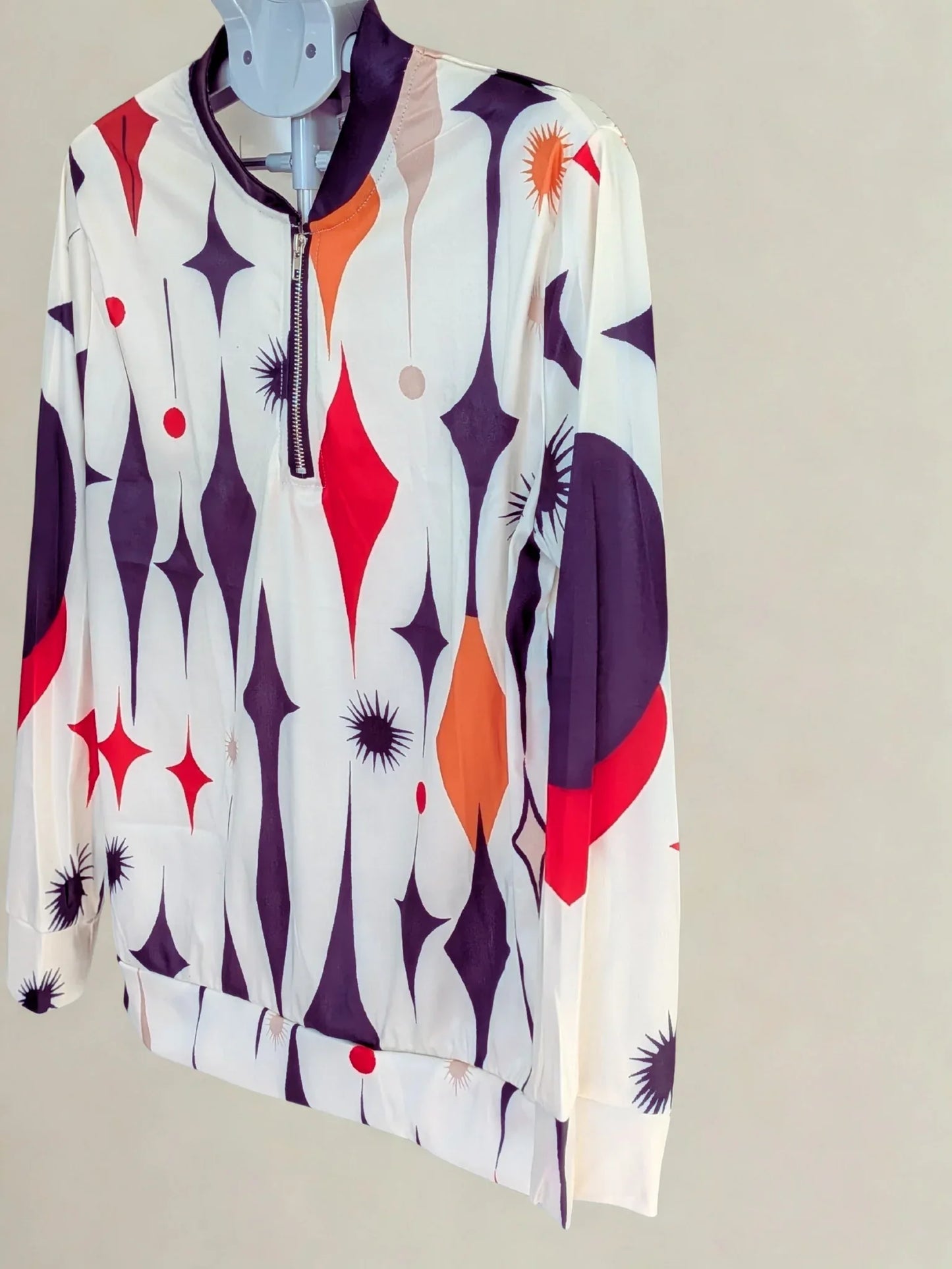 Men's Long Sleeve Shirt, Loose Fit V-Neck Zipper Front, All season Formal & Casual Tops, Geometric Pattern Men's Clothing - RizQ Life 