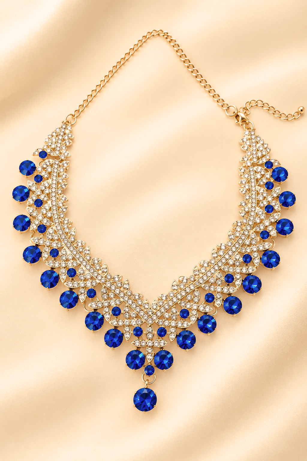 Royal Sapphire Blue & Gold 3-Piece Jewelry Set | Diwali, Bridal & Prom