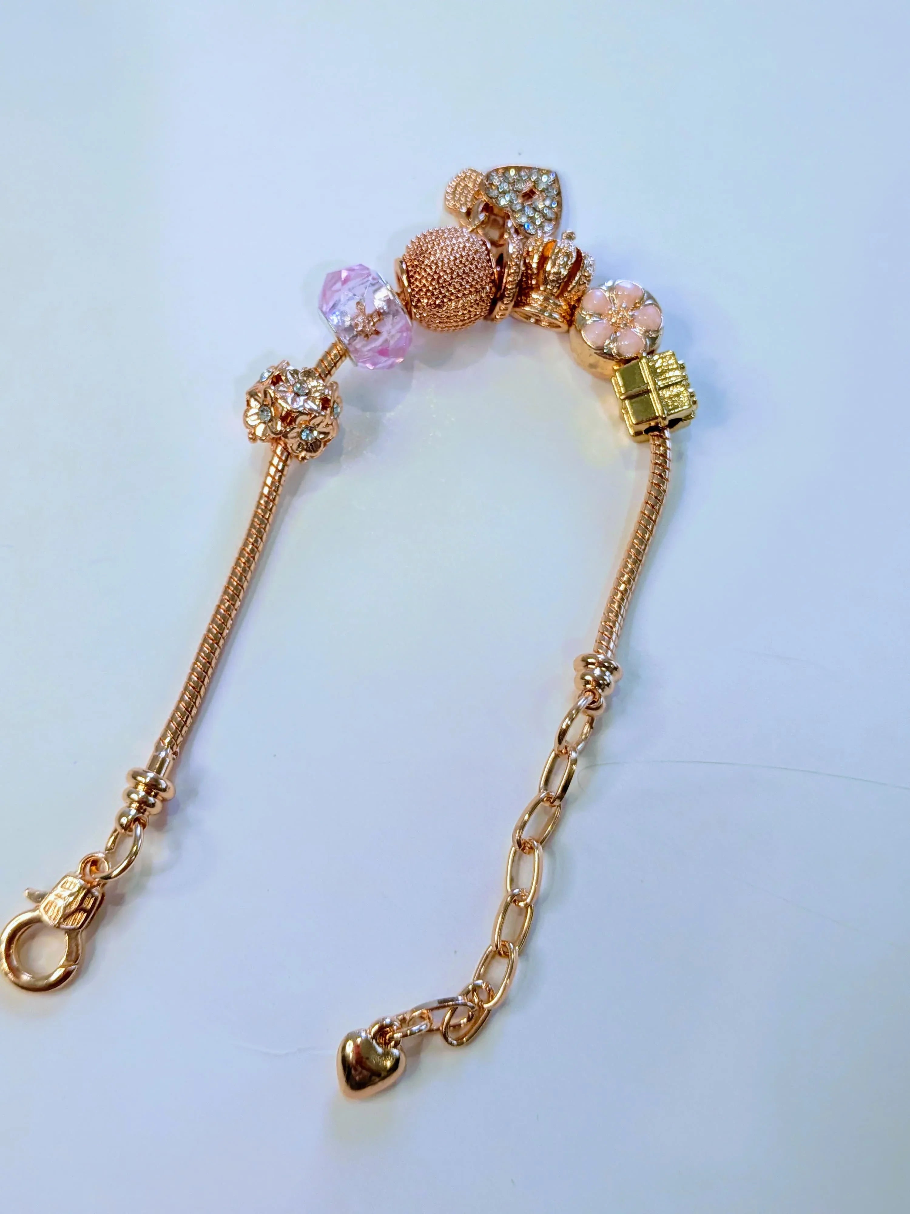 Trendy 18k Gold Plated Stainless steel Chain Alloy Charms Lover Heart Flower Clover Crystal CZ Women's Bracelet - RizQ Life 