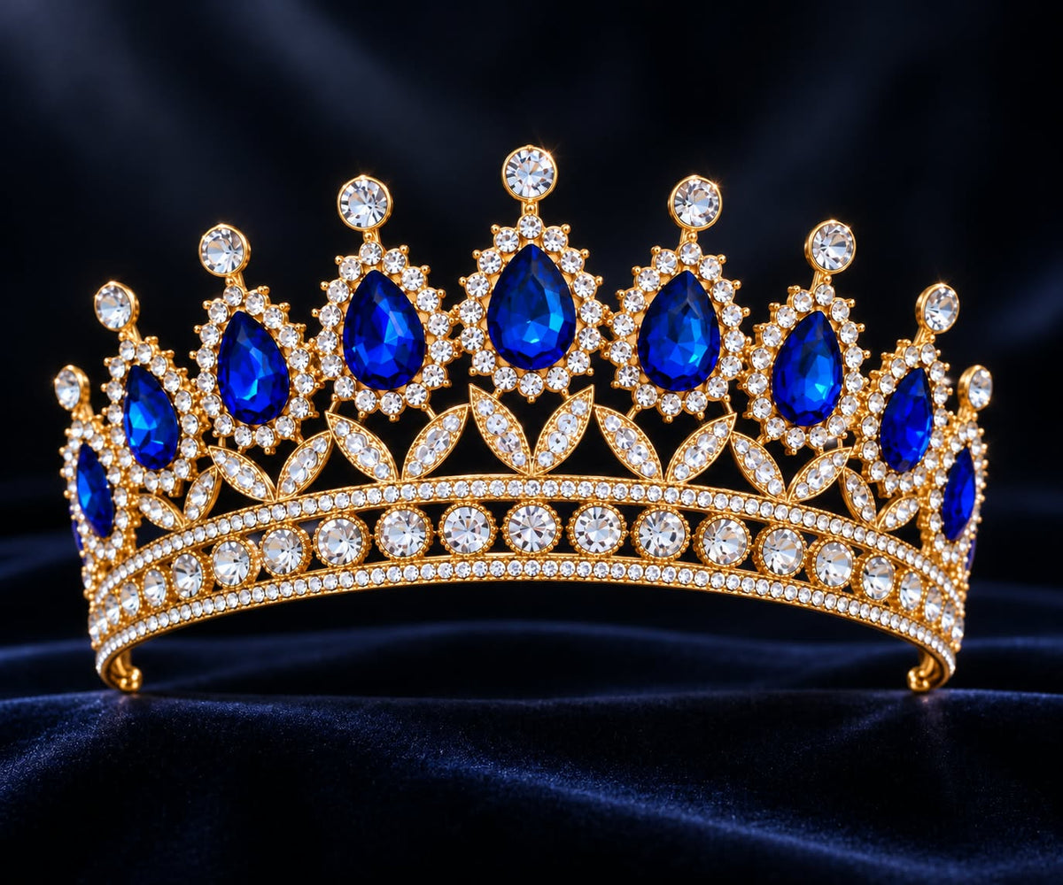 Royal Sapphire Blue & Gold 3-Piece Jewelry Set | Diwali, Bridal & Prom