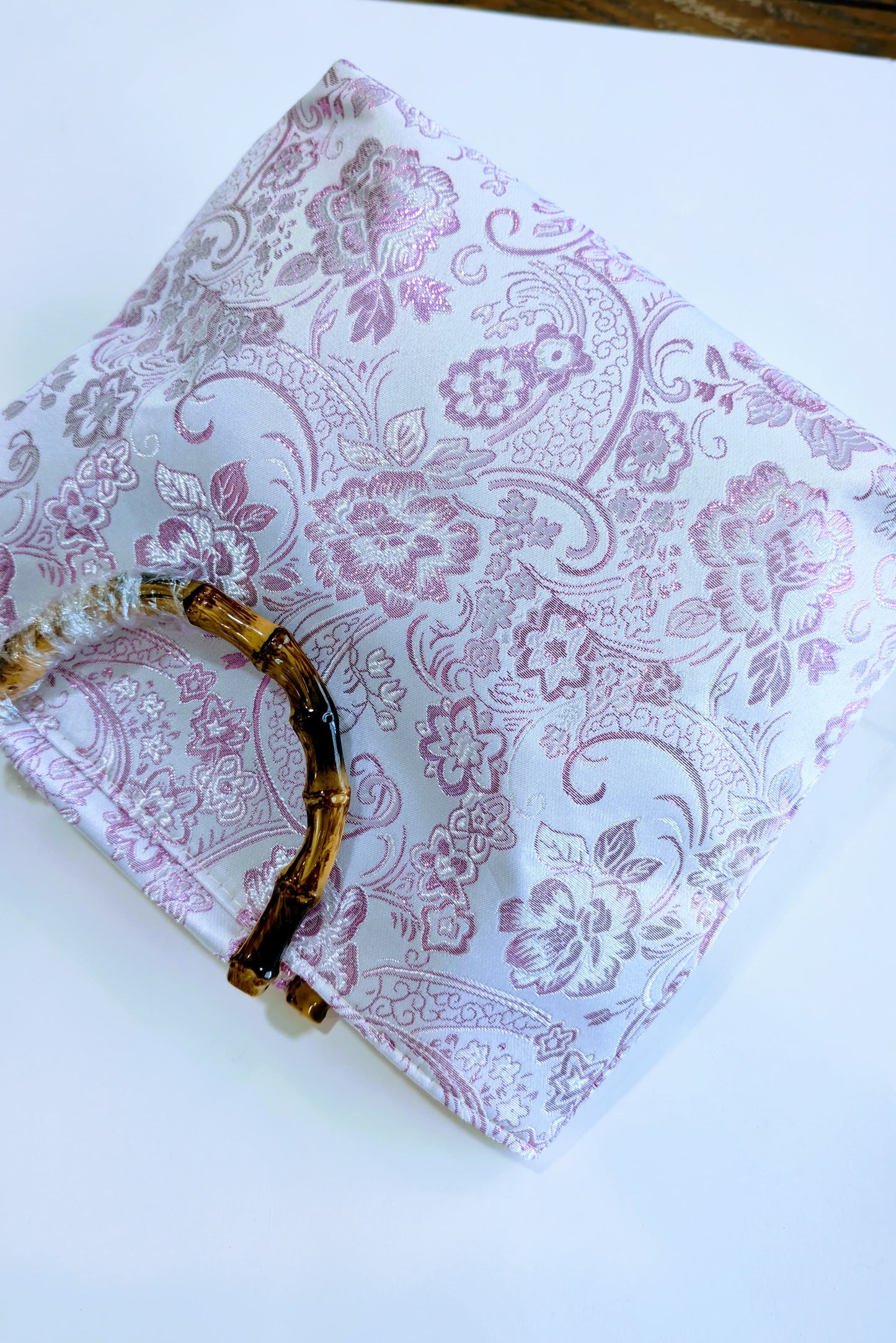 Embroidery Flower Tote Bag| Bamboo handle, Elegant Gift