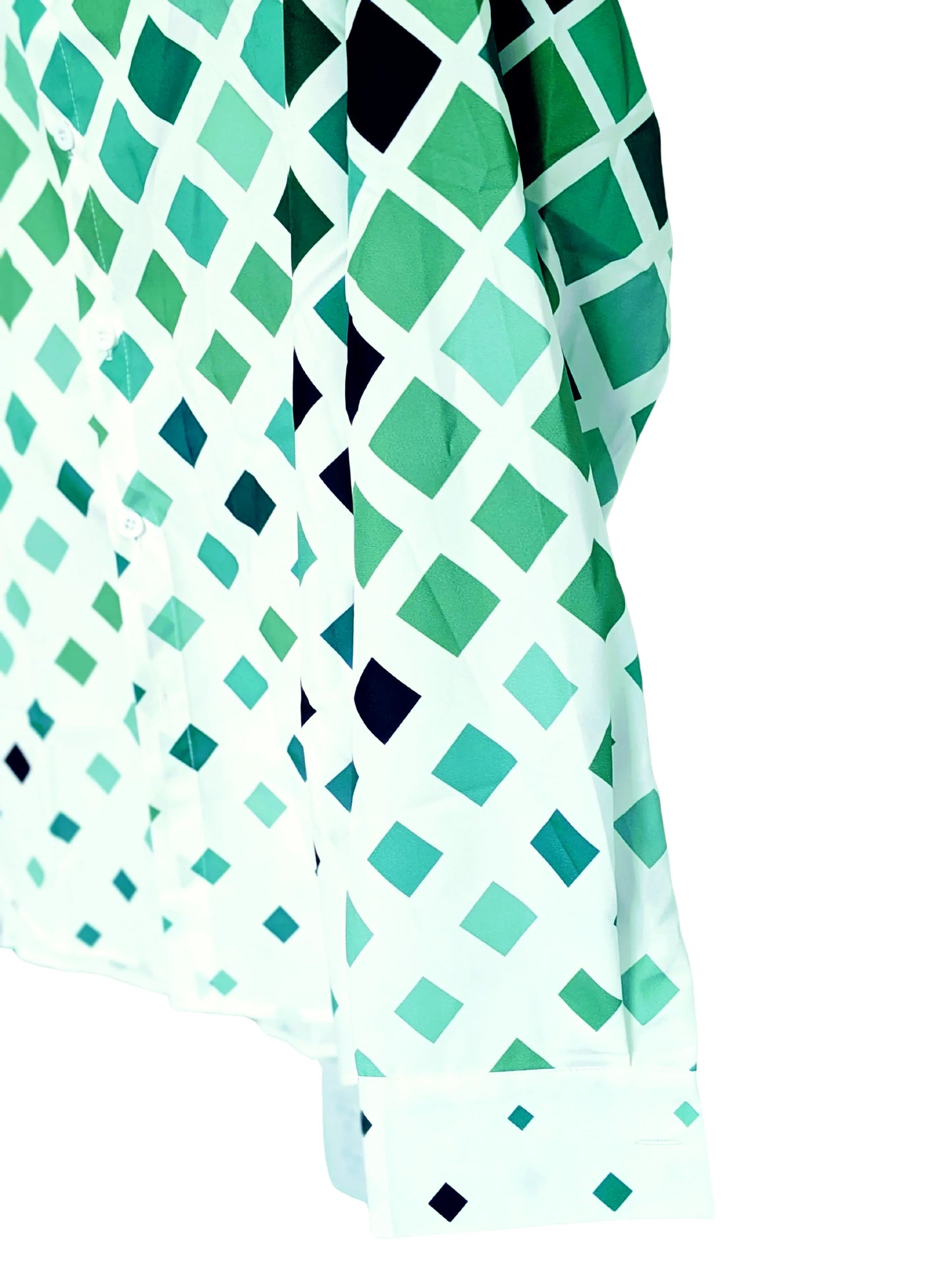 Men’s Green Geometric Print Button-Up Shirt – Long Sleeve Collared Casual & Smart Shirt - RizQ Life 