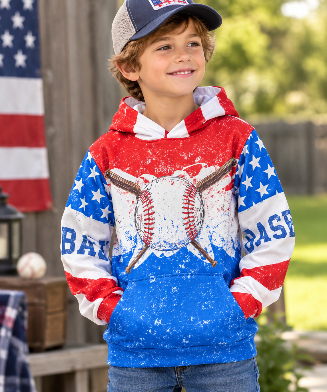 Kids USA Baseball Fleece Pullover Hoodie