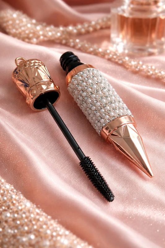 Luxury Pearl-Encrusted Mascara – Waterproof Volumizing & Lengthening Formula – Smudge-Proof High-Definition Lash Lift – Carbon Black - RizQ Life 