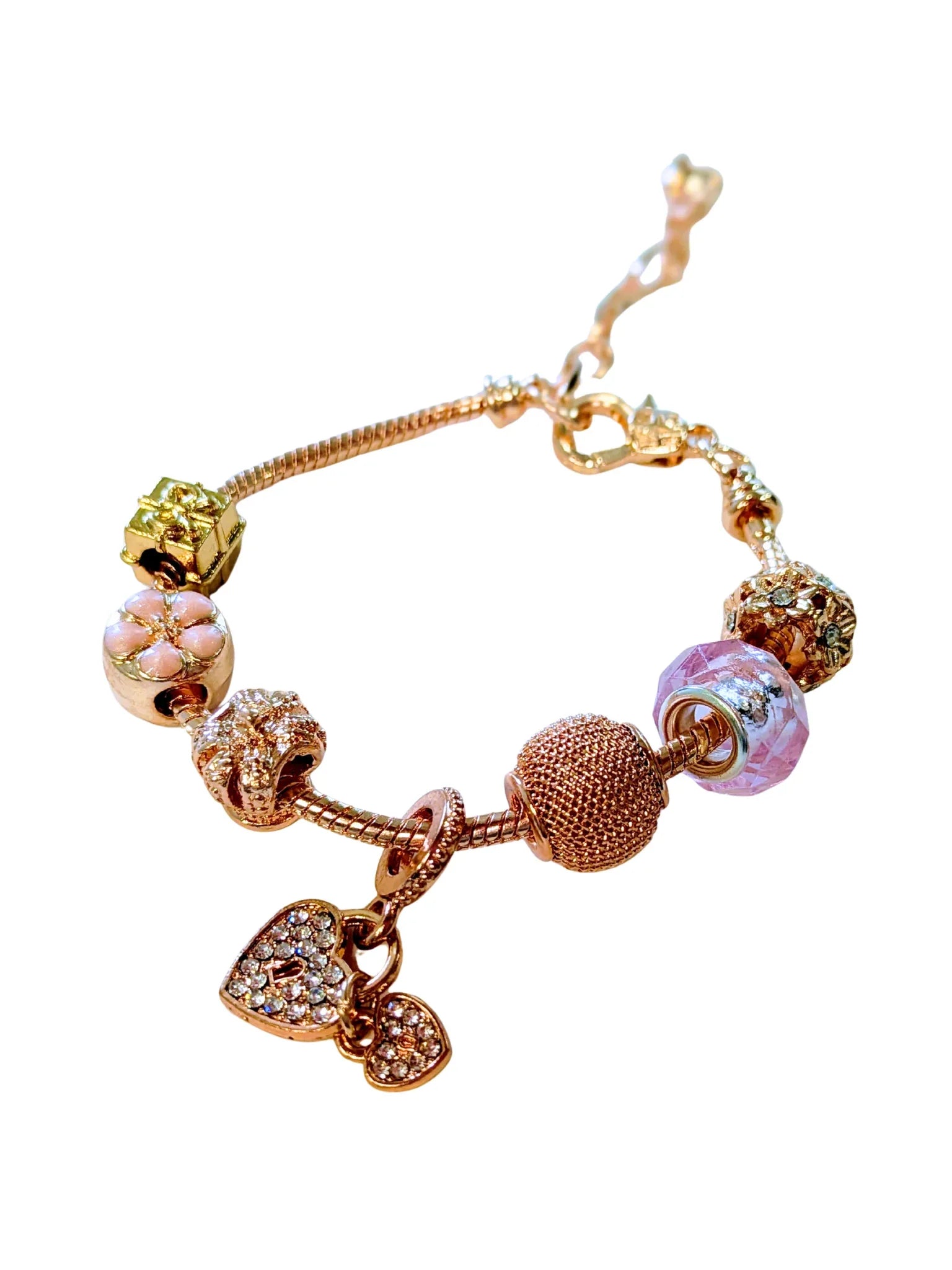 Trendy 18k Gold Plated Stainless steel Chain Alloy Charms Lover Heart Flower Clover Crystal CZ Women's Bracelet - RizQ Life 