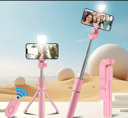 Wireless Selfie Stick Tripod with Built-In Beauty Fill Light