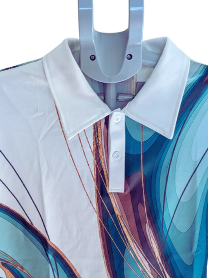 Men's multi color Glass pattern Short Sleeve Lapel T-shirt For Summer, Casual Stylish Streetwear Tops As Gift - RizQ Life 