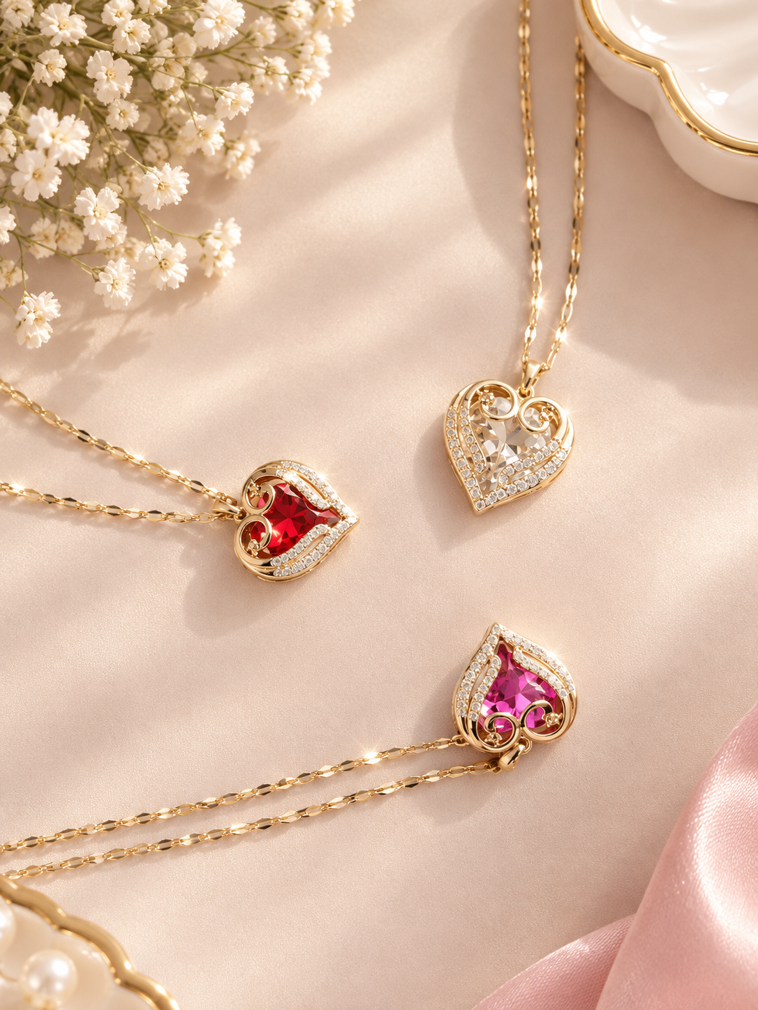 Timeless Love Heart Necklace – 18K Gold Plated, CZ Inlaid Luxury Pendant