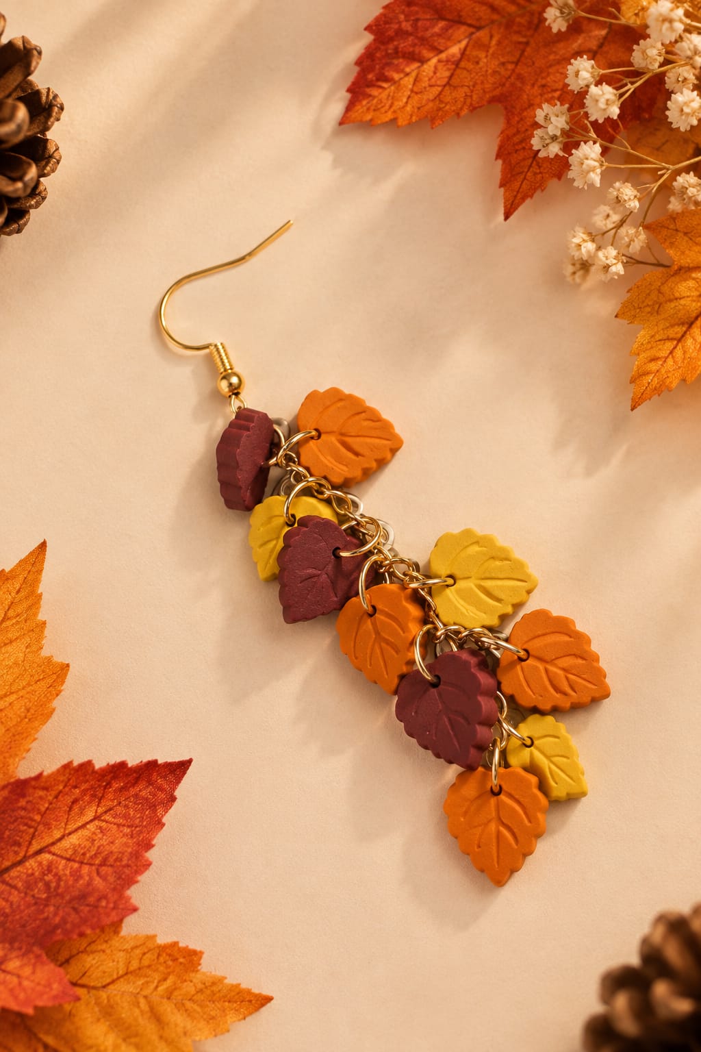 Handcrafted Autumn Leaf Dangle Earrings for Women – Colorful Fall Statement Jewelry