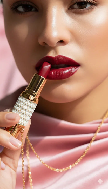 Magic Color-Changing Lipstick Necklace – Pearl & Gold pH-Balanced Lipstick - RizQ Life 