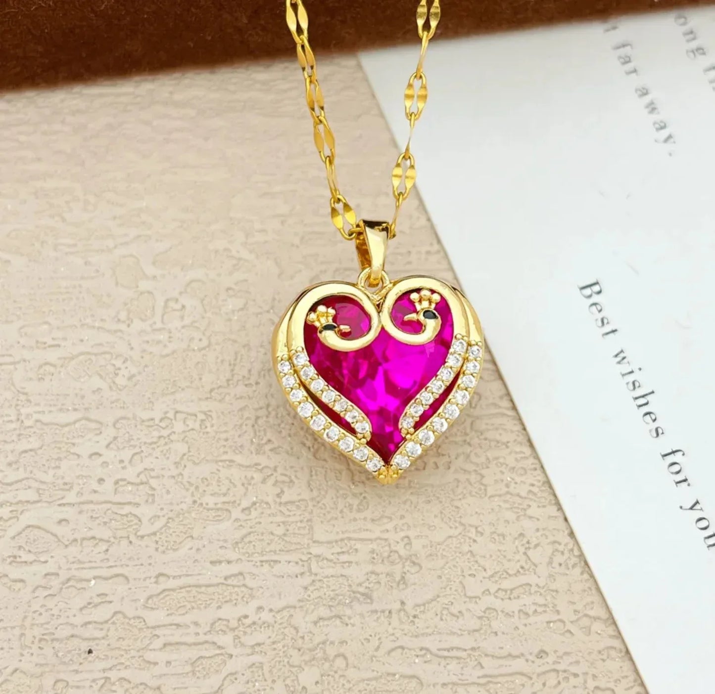 18K Gold Plated Heart Pendant Necklace with Cubic Zirconia – Luxury Valentine Gift for Women - RizQ Life 