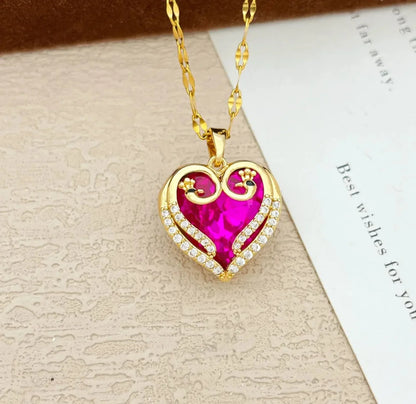 18K Gold Plated Heart Pendant Necklace with Cubic Zirconia – Luxury Valentine Gift for Women - RizQ Life 